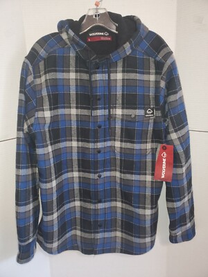Wolverine Cobalt Bucksaw Flannel Fleece Lined Hooded Shirt Jacket NWT Large 
