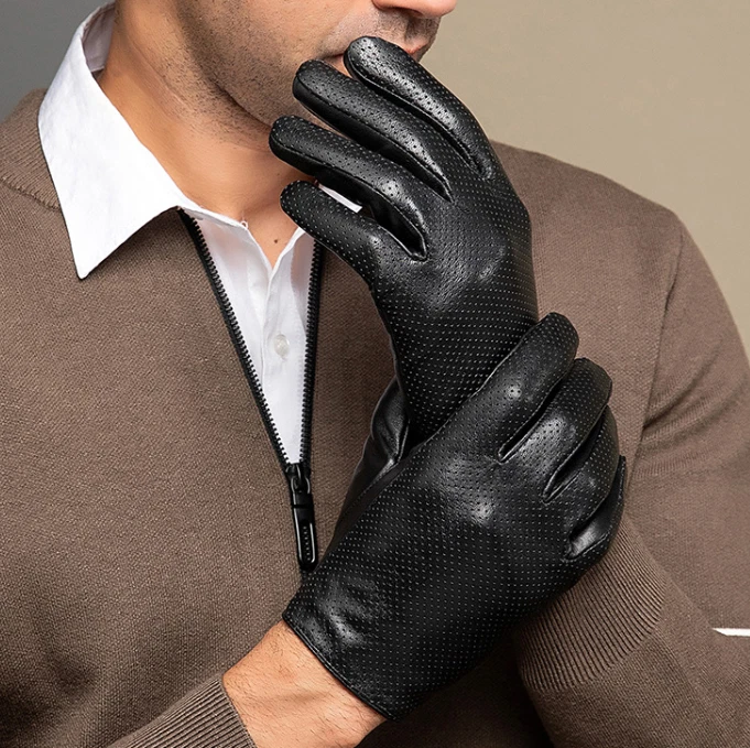 Men's Driving Thin Breathable Touch Screen Real Leather Full Finger Gloves
Opens in a new window or