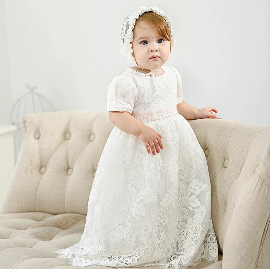 Angela lace Christening Gowns | Mini Treasure Kids