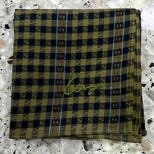MAN HANKY COTTON ART POCKET SQUARE 18" CLASSIC VTG NAVY BLUE GREEN TWEET CHECK