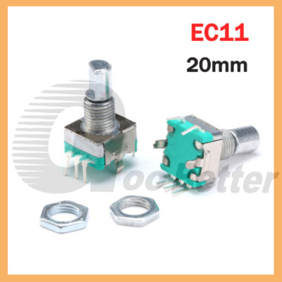 Encoder 20mm, 20 Impulse, Taster, 6mm Metallachse, stehend Print-Drehimpulsgeber