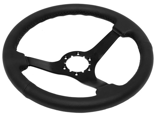 1984-89 C4 Corvette S6 Sport Black Leather Steering Wheel Kit, Telescopic 6 Bolt - Picture 3 of 10