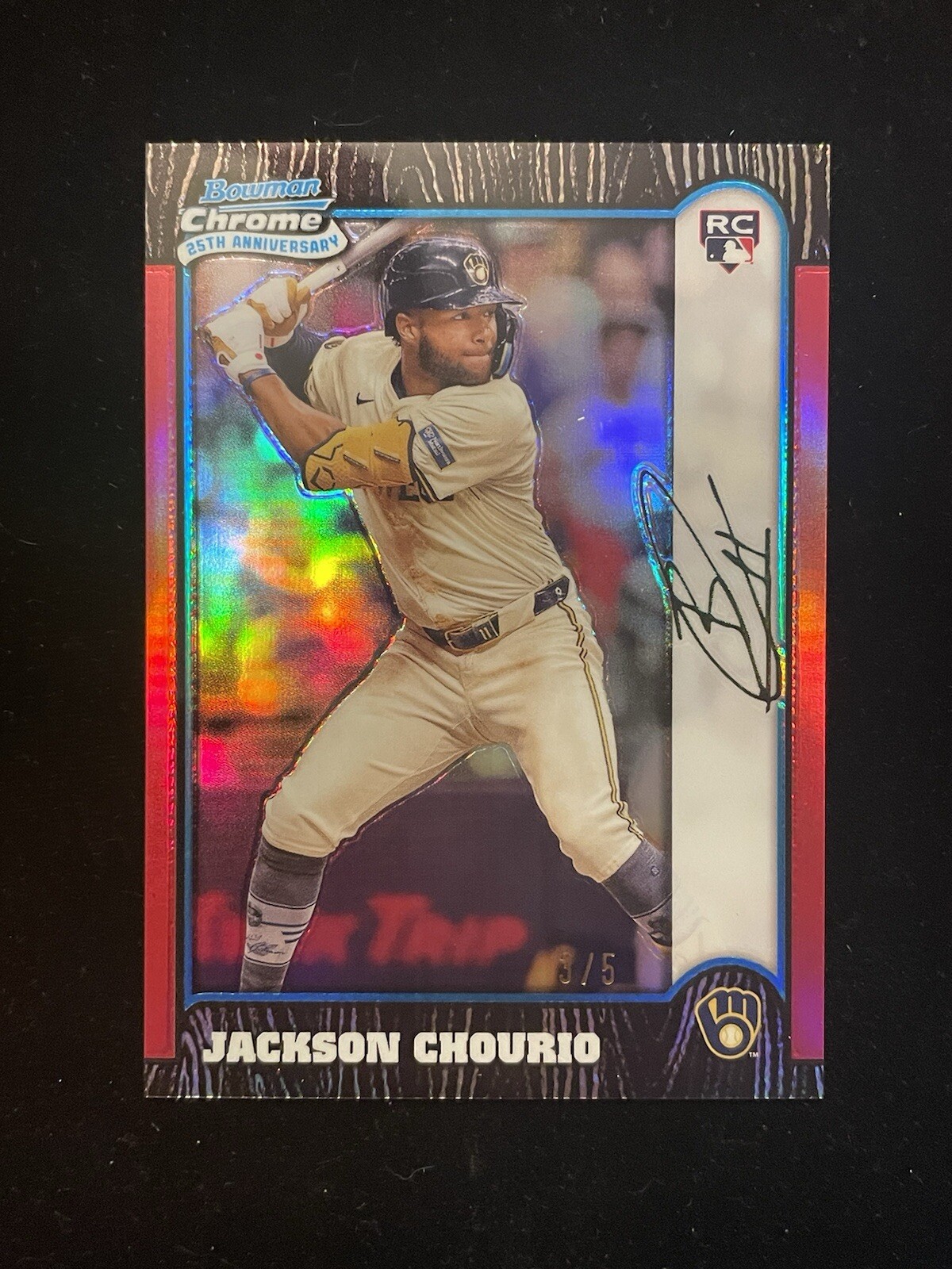 Jackson Chourio: 2024 Bowman Chrome 25th Anniversary Red Refractor RC (3/5)