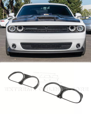 Real Carbon Fiber Overlay Trim Cover For 15-23 Dodge Challenger Front Headlight
