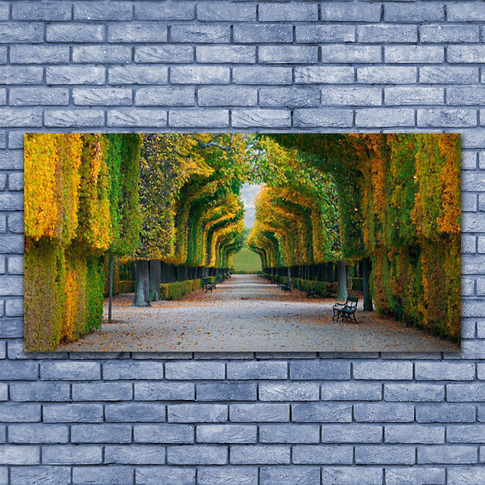 Impression sur verre acrylique tableau nature parc automne 140x70