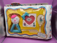 Vtg Baby Gift Set Honey Bunch, Rattle, Pic Frame, Comb/Brush, Growth Chart A7