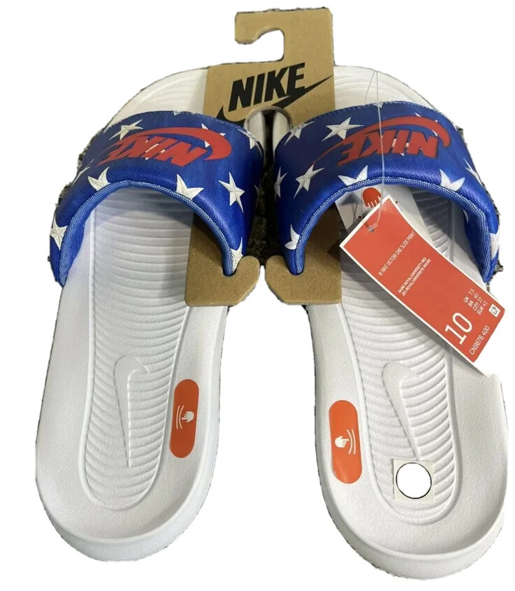 Sandalo Slide NIKE Victori One Slide Royal Rosso Bianco Stampe Stella Tg (10) Donna.
