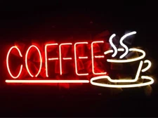Coffee Cafe Open Neon Light Sign 20" Lamp Real Glass Wall Hanging Decor Gift UX