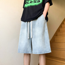 Men's Denim Shorts Trendy Wide Leg Fashion All-match Loose Casual Shorts Pants