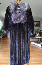 Evansfurs At Burdines Natural Mink Coat L/xl With Detachable Silver Fox Collar