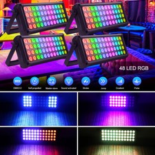 4X 48LED Wall Wash Light DMX RGB Strobe Beam Disco Stage Effect Party Lighting