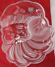 GORHAM Crystal Santa Claus Chip And Dip Tray Holiday Serving Platter NICE