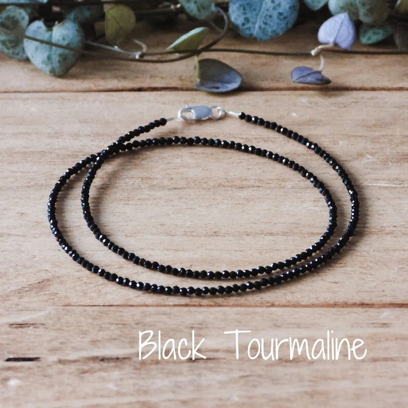 Collana In Argento Sterling 925 Con Perla E Spinello Nero – Pietre Naturali, Lunghezza 45 Cm