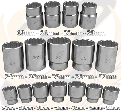HEAVY DUTY 3/4" Inch dr Socket Set 19-50mm 12 Point Sockets Ratchets Extensions - Picture 3 of 8