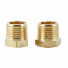 U.S. Solid Brass Fitting Hex Bushing NPT 3/8" Male x 1/4" Female, 2pcs
