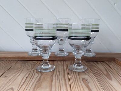 Pfaltzgraff Sphere Green/Charcoal Stripe Tea/Water Goblets, Set Of 5