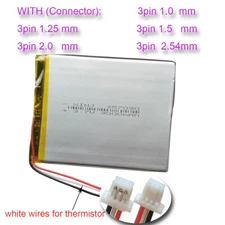 3.7V 3000mAh Rechargeable 3Pin 3-Wires Thermistor Polymer Li Lipo Battery 357090