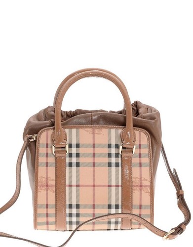 NEW BURBERRY HAYMARKET CHECK BAG DINTON WOMENS TOTE LEATHER PANELS - 第 1/8 張圖片