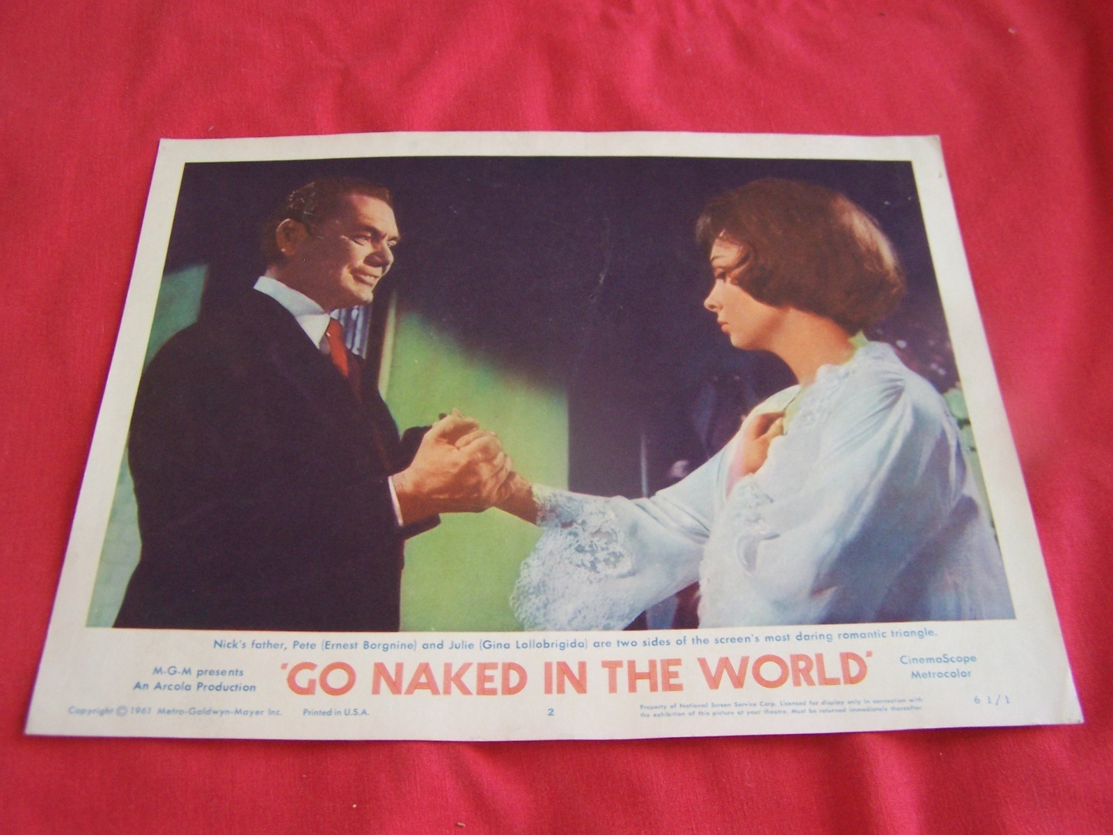 1961 MOVIE GO NAKED IN THE WORLD  LOBBY CARD GINA LOLOBRIGIDA-ERNEST BORGNINE