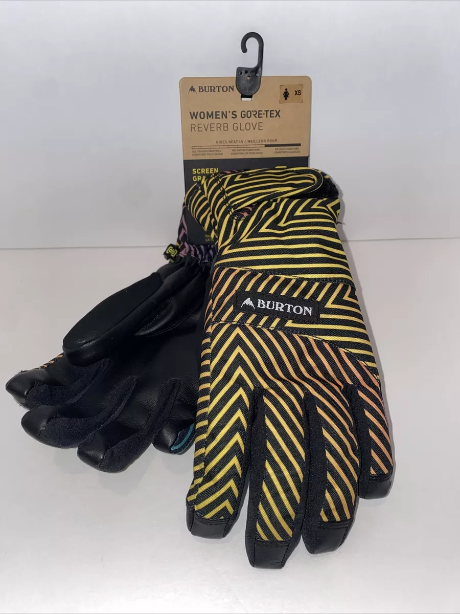 BURTON Womens Reverb Gore Glove, X-Small, Yellow, Purple & Green, New - Goretex