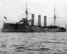 ROYAL NAVY CRUISER HMS BEDFORD 1901  WITH STATS AND HISTORY SHEET