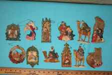 SET 12 RESIN NATIVITY Holy Family CHRISTMAS Holiday ORNAMENTS Jesus MARY Joseph