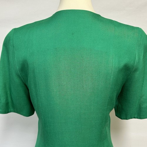 Vintage Albert Nipon 10 Green Sheath Suit Dress Double Breasted Button Secretary - Picture 8 of 17