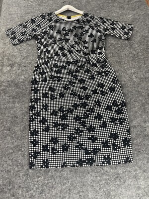 Gerry Weber Dress Womens Medium Sheath Floral A Line Midi Check Short Sleeve N77