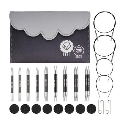 KnitPro Karbonz Deluxe Interchangeable Needle Set 4''(10cm) | 9 US Sizes (2.5 to