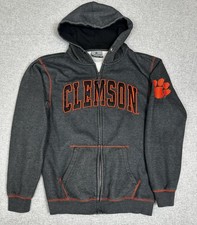 Clemson Hoodie Men Medium Gray Full Zip Colosseum Paw Embroidered NCAA Jacket
