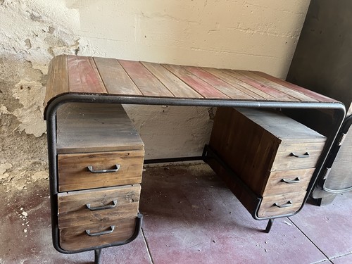 Industrial Reclaimed Wood Desk with Drawers