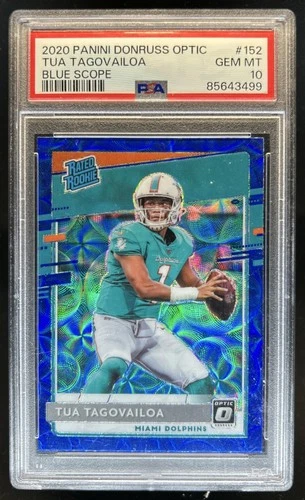 2020 Panini Donruss Optic Tua Tagovailoa Blue Scope Prizm Rookie RC #152 PSA 10