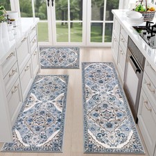 HEBE Farmhouse Kitchen Rugs Sets of 3 Non Slip Washable Boho Kitchen Rugs and...
