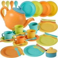 Kids Kitchen Accessories and Tea Set for Toddlers 3-5, Play Kitchen Toy Dish ...