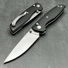 VORTEK FOCAL Black G10 D2 Drop Point Blade Axis Lock Large Folding Pocket Knife