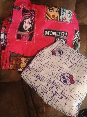 2015 Monster High Bedding Twin Sheet Set Top Flat & Bottom Fitted Sheets 