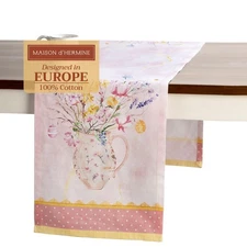 14.50x108 Easter Zest Cotton Table Runner, Single Layer, 108 Inches Long