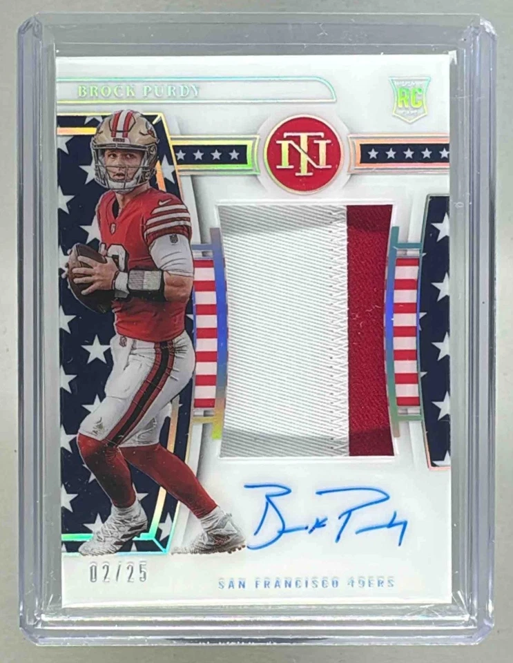 Brock Purdy 2022 National Treasures #200 Stars Stripes RPA RC Patch Auto /25