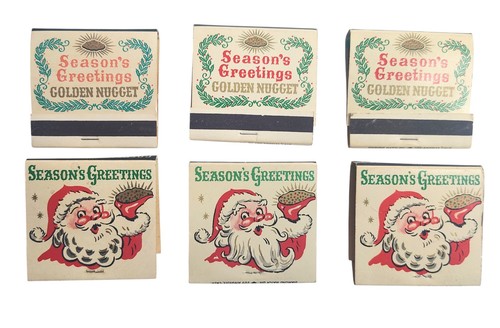 Vintage Golden Nugget Casino Matchbooks Christmas Advertising Lot Of 6 Las Vegas