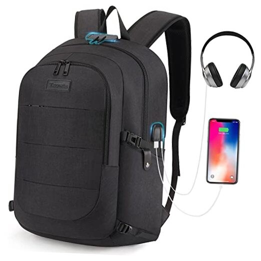 Travel Laptop Backpack Water Resistant Anti-Theft Bag with 15.6inch A-black