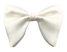 Mens Oversized Satin Silk Bow Tie Solid Color Formal Tuxedo Big Bowtie C- White