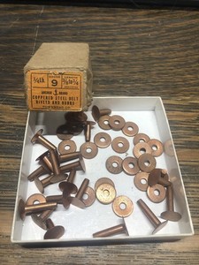 Anchor Brand 9 Gauge Coppered Steel Belt Rivets and Burrs for Leather Crafting