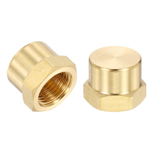 2Pcs 1/8" NPT Female Brass Pipe Fitting Cap Hex Head Tubing Thread Ends Cap,