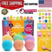 Large 6-Pack Easter Bath Bombs with Toys - Colorful Kid-Friendly Bathing Fun