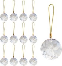 12 Pcs Crystal Glass Christmas Balls Ornaments, 1.18 Mini Round Prism Flower