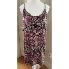 Ambrielle Sleepwear Purple Print Rayon Blend Lingerie Nightgown Dress Size Large