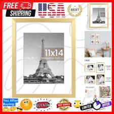 11x14 Picture Frame, Display Pictures 8x10 with Mat or 11x14 Without Mat, Wal...