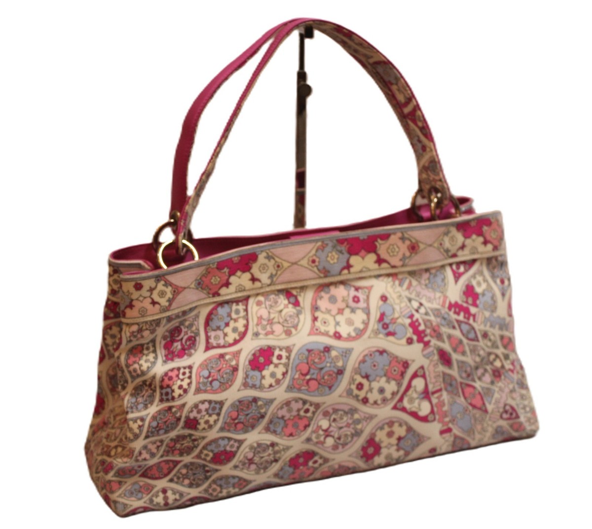 EMILIO PUCCI Canvas & Leather Tote Hand Bag Shoulder Bag Women's