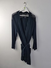 M&S Body Women's Dressing Gown Size L Black Robe New