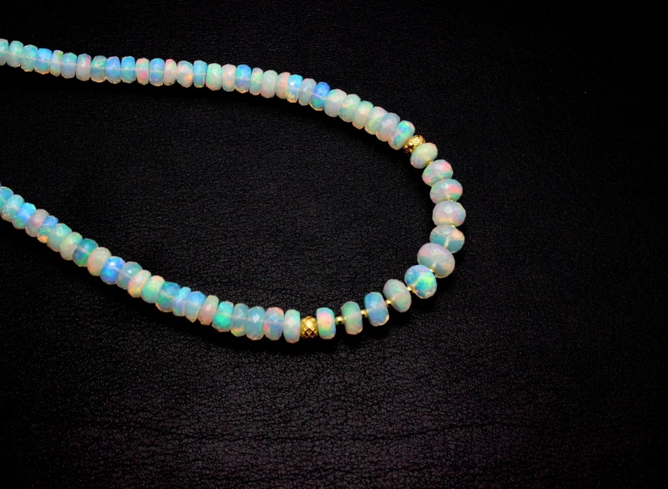 Meraviglioso Opale Collana AAA Qualità Sfaccettato Welo Etiopia Opale Gioco - Immagine 2 di 4
